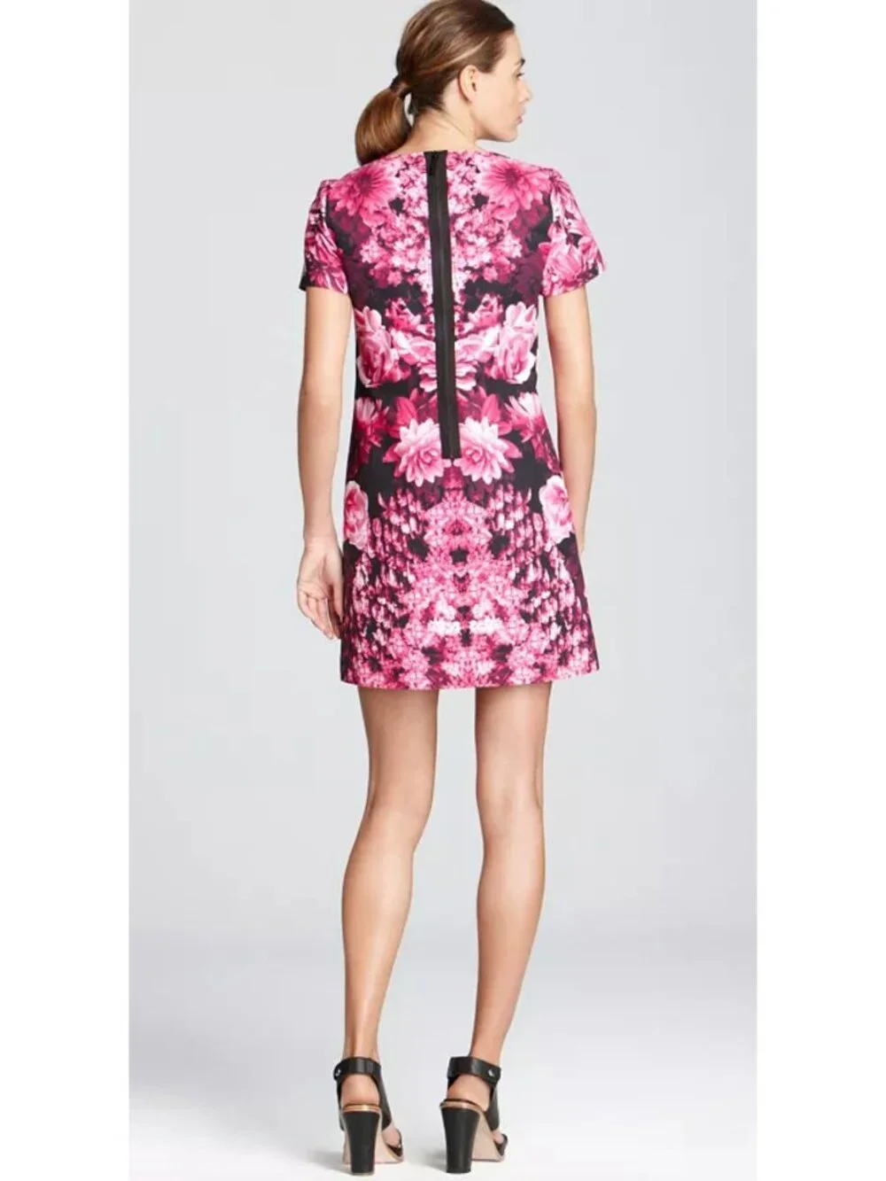 Michael Kors Pink Kew Garden Floral Print Shift Mini Dress Size 8 Summer Wedding